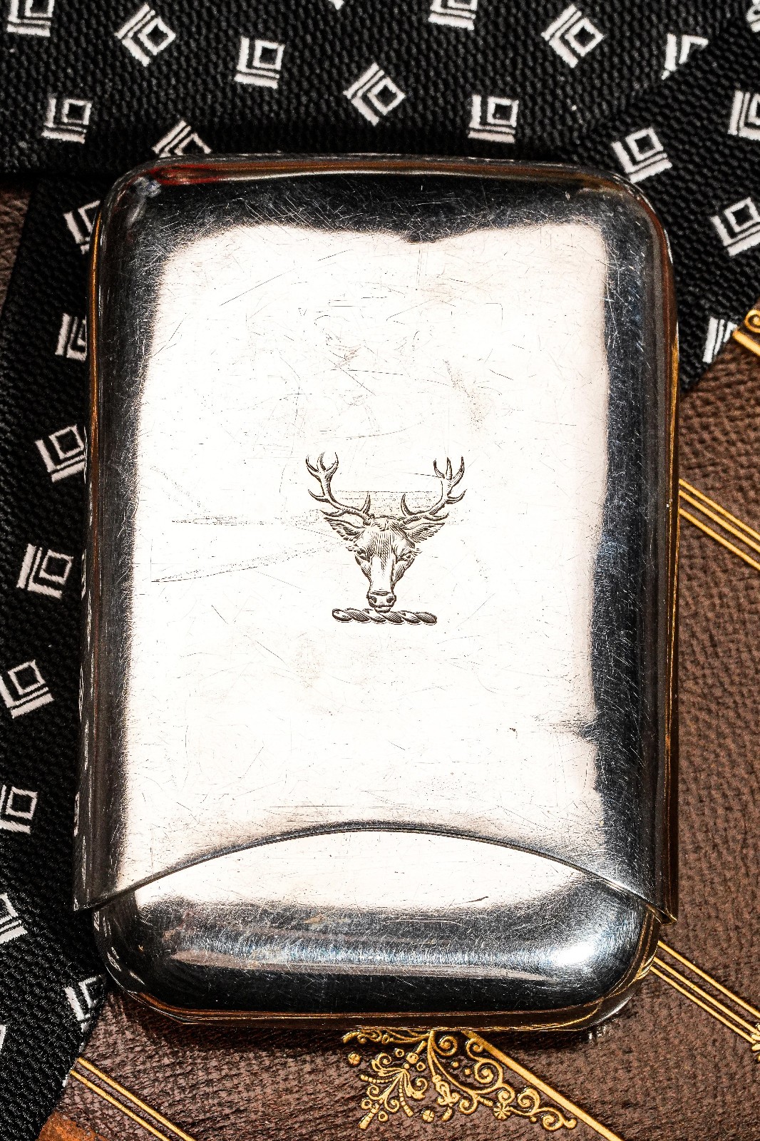 Stunning Antique Victorian Sterling Silver Cigarette Case Armorial Herladic