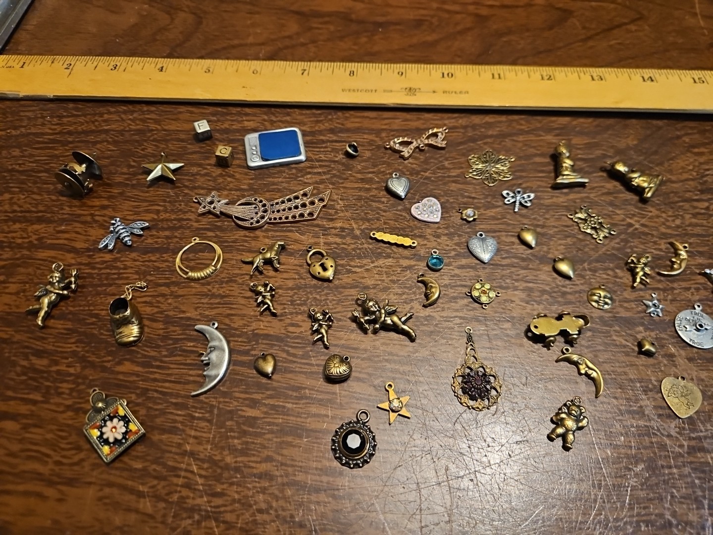 Lot Of 50 Mixed Parts Pcs France Vintage 60s Brass Stampings Findings Jewelry 10