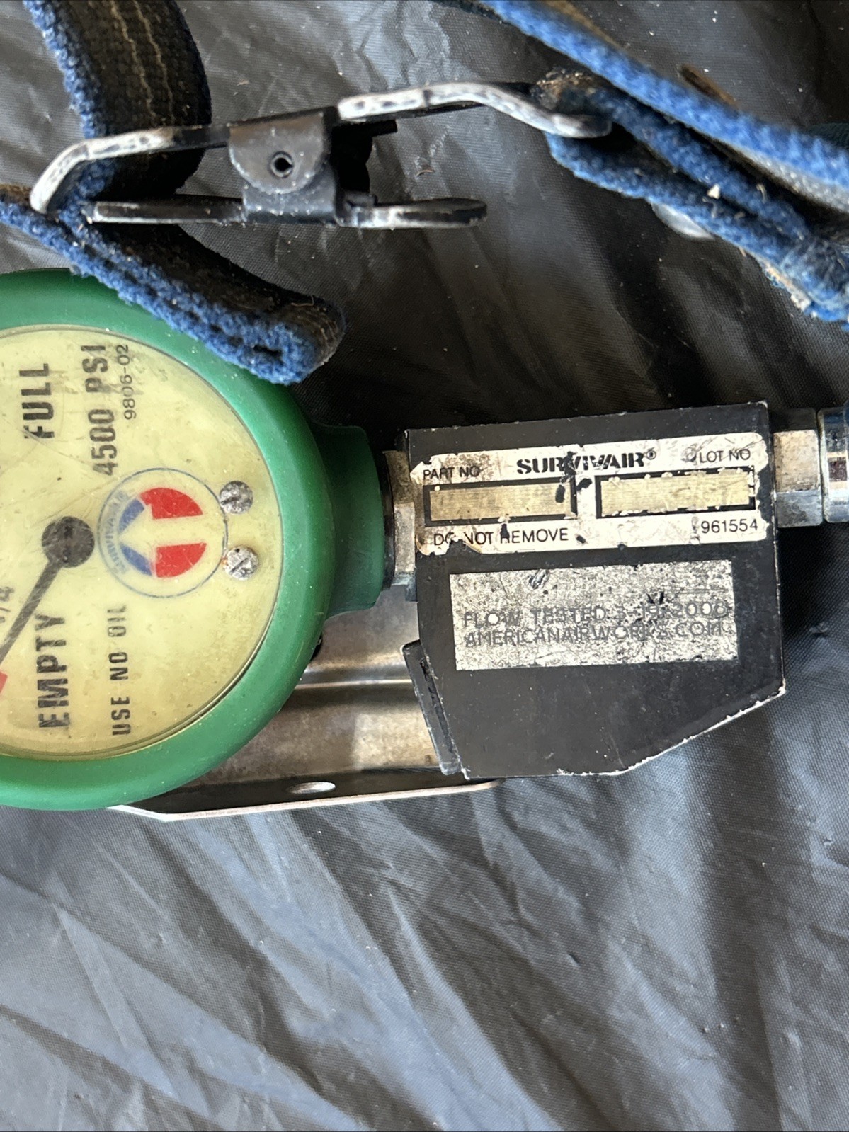 Survivair compressed air tank (EMPTY) 4500PSIG 60Min 917162 L87G-1 USED