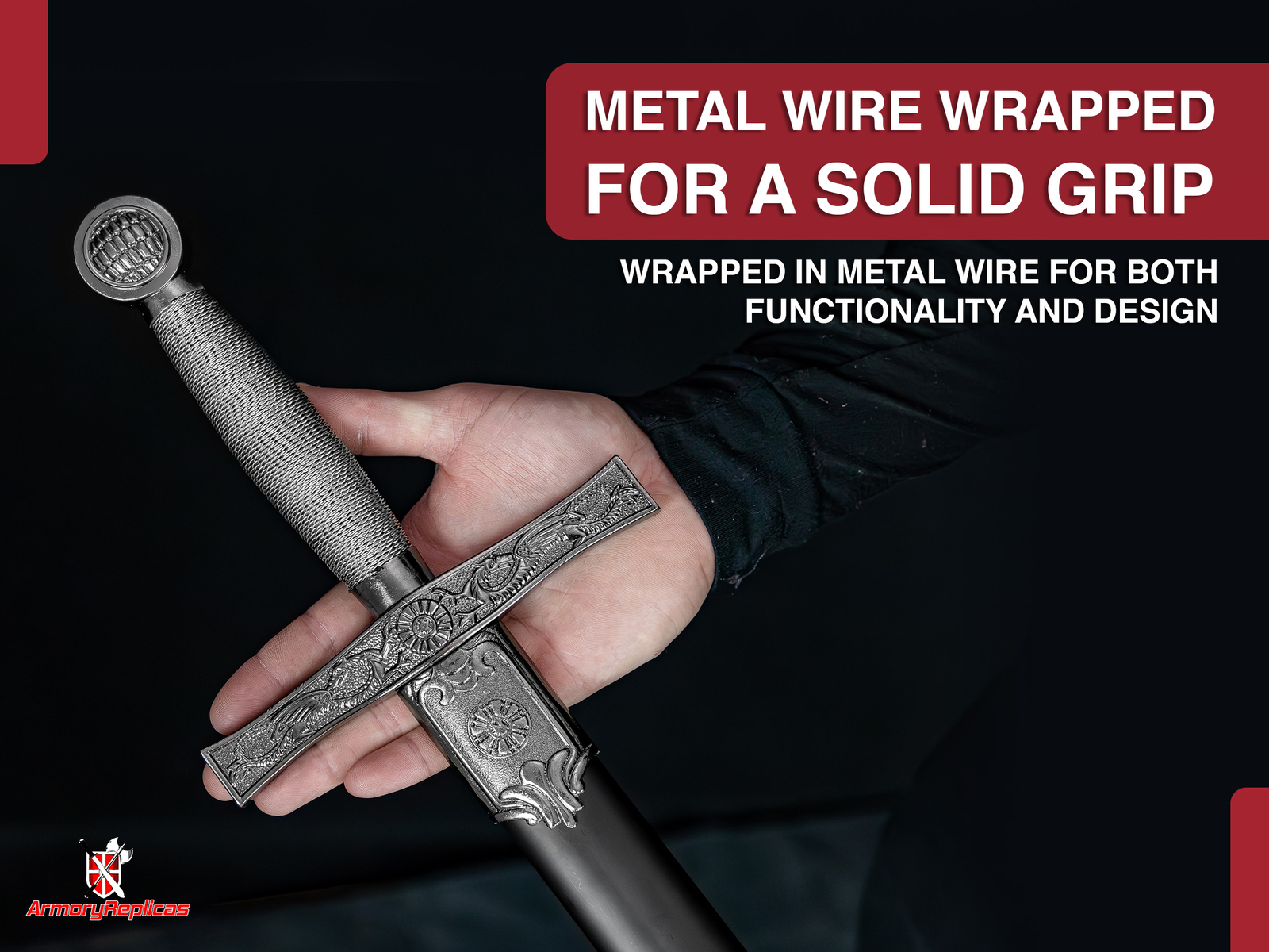 King Arthur Excalibur Longsword - Replica Medieval Knights Sword Gold-Anodized