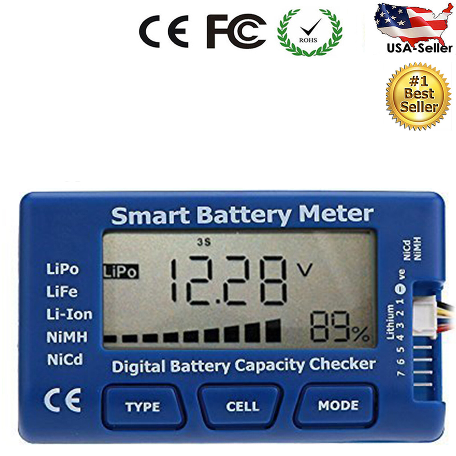 RC CellMeter Digital Battery Checker Voltage Tester for LiPo Li-ion NiMH Nicd