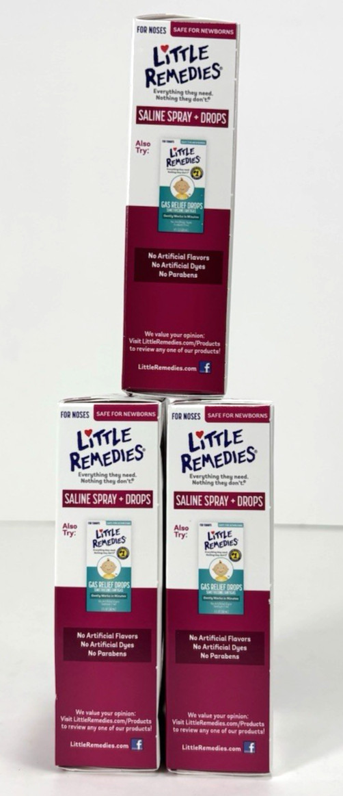 Little Remedies Saline Spray Drops For Noses Lot 3 Boxes 9/26 02/27
