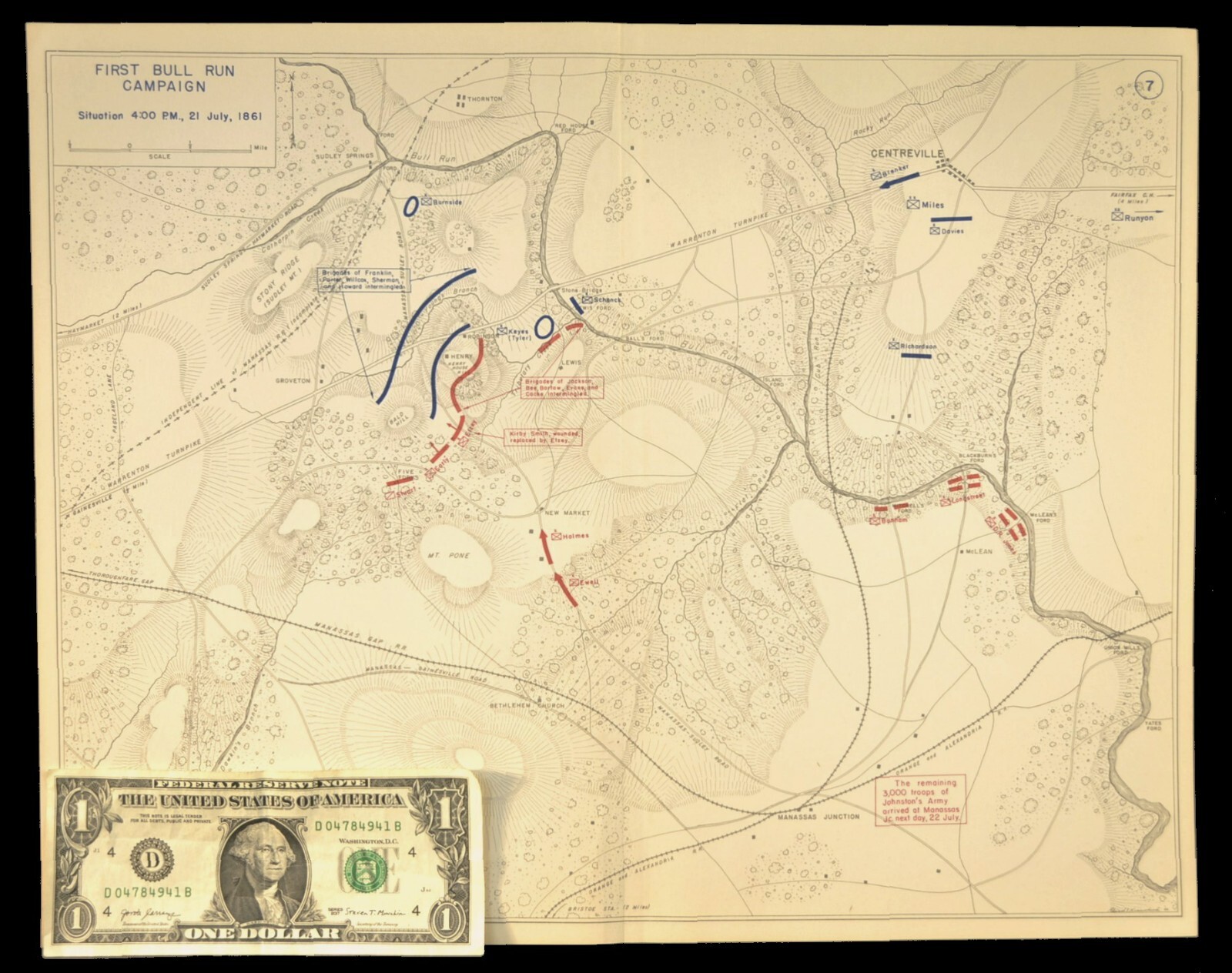 First Battle of Bull Run Map Manassas Virginia July 21st 1861