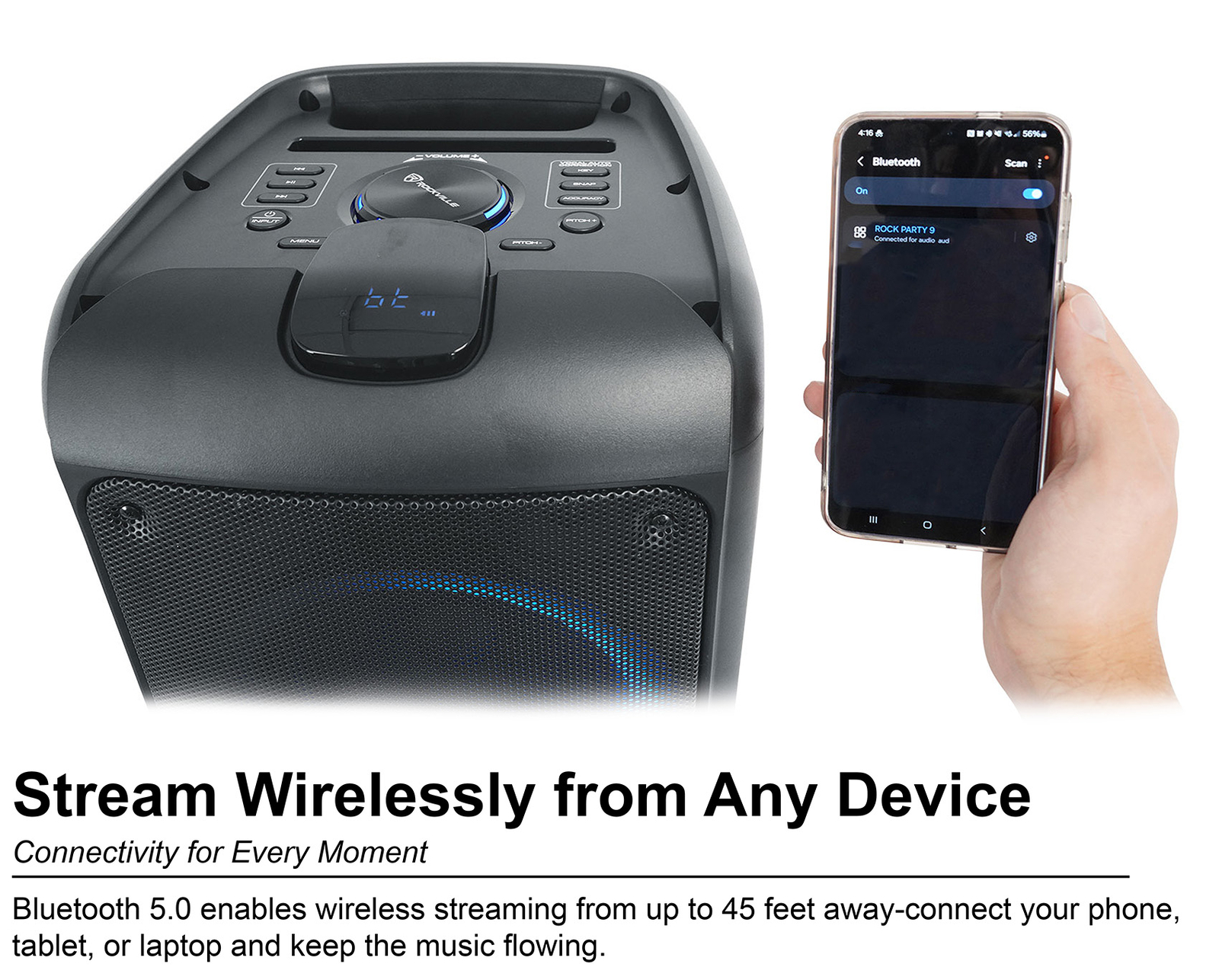 Rockville ROCK PARTY 9 Dual 8" Home/Portable Bluetooth Speaker Deep Bass+Effects