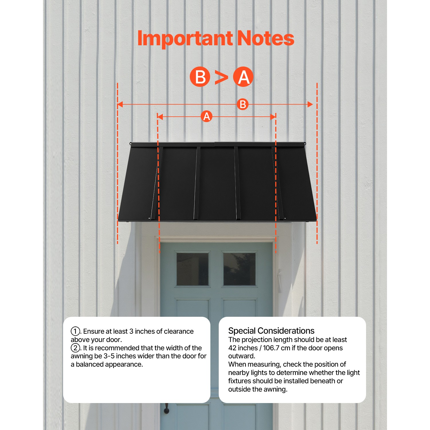 Window Awning Door Canopy 56x24 in Outdoor Steel Front Door Awnings Anti-Rust