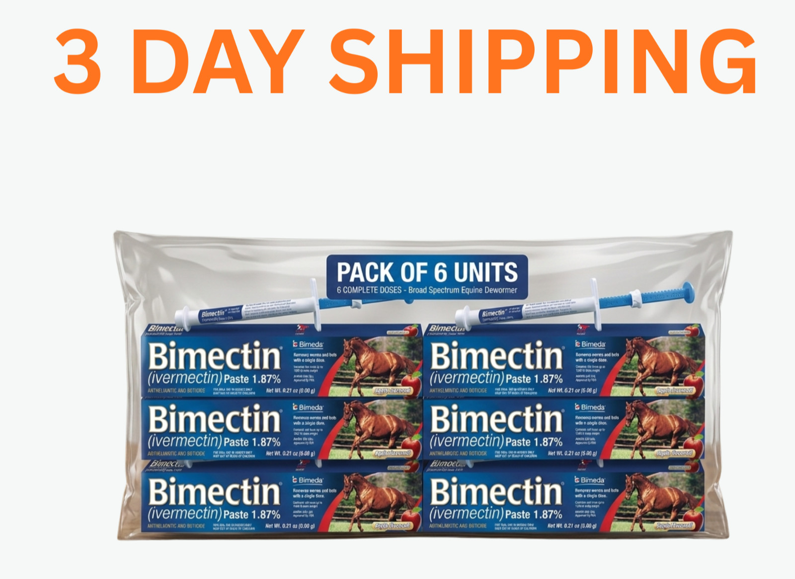 6 pack Horse Dewormer Apple Flavor Paste (Six doses) EXPIRY 3/31/2026