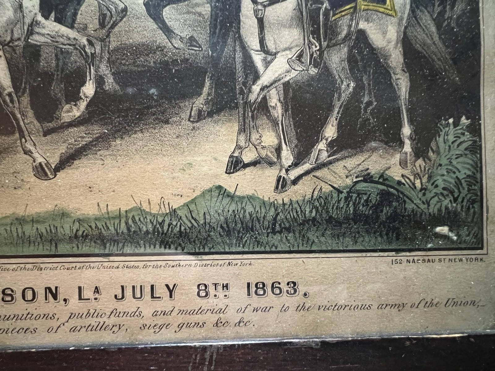 SURRENDER OF PORT HUDSON, LA. JULY 8TH 1863 By Currier & Ives Hand Colored Litho