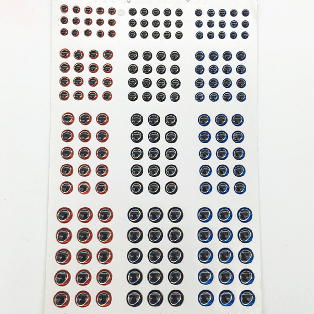 732Pcs Fishing Lure Eyes 3mm-4mm-5mm-6mm 3D Holographic Eyes Fly Tying Jig Craft