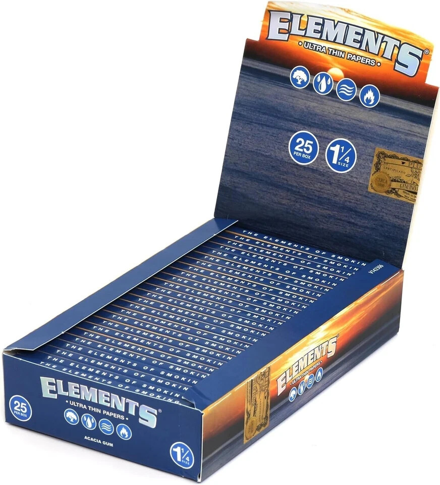 ELEMENTS 1 1/4 Ultra Thin Rice Rolling Papers – Full Box (25 Booklets)