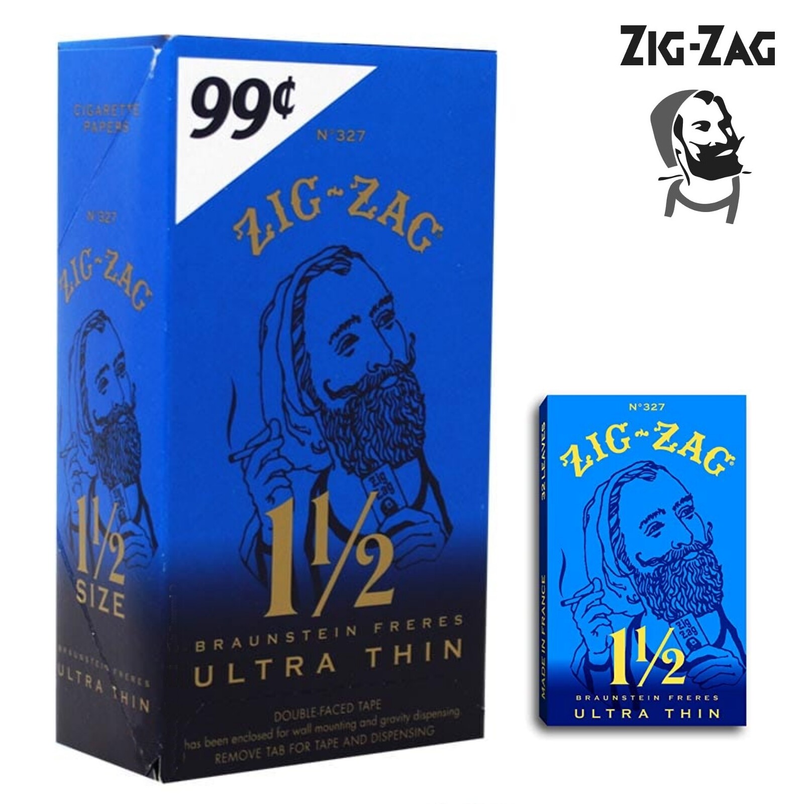 Full Box Zig Zag Ultra Thin 1 1/2 1.5 Rolling Papers 24 Booklet (32 Paper Each)