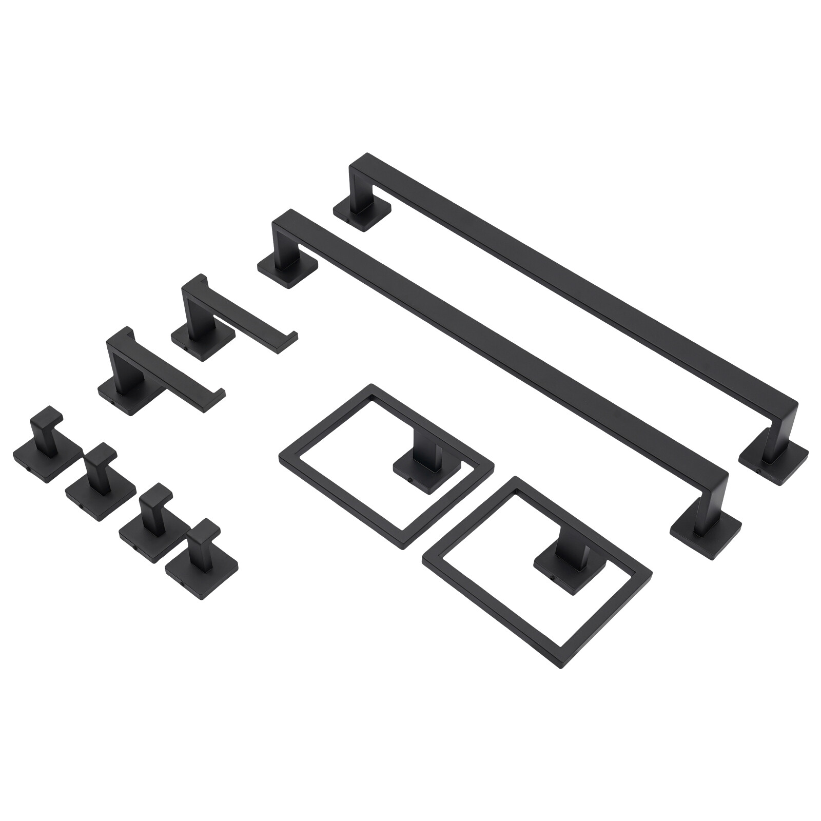 10-Piece Matte Black Bathroom Accessories Set with Towel Bars and Hooks