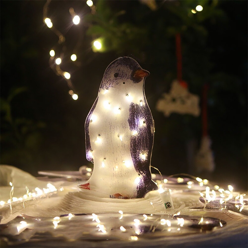 3Pcs LED Light Up Acrylic Penguins Christmas Yard Decoration
