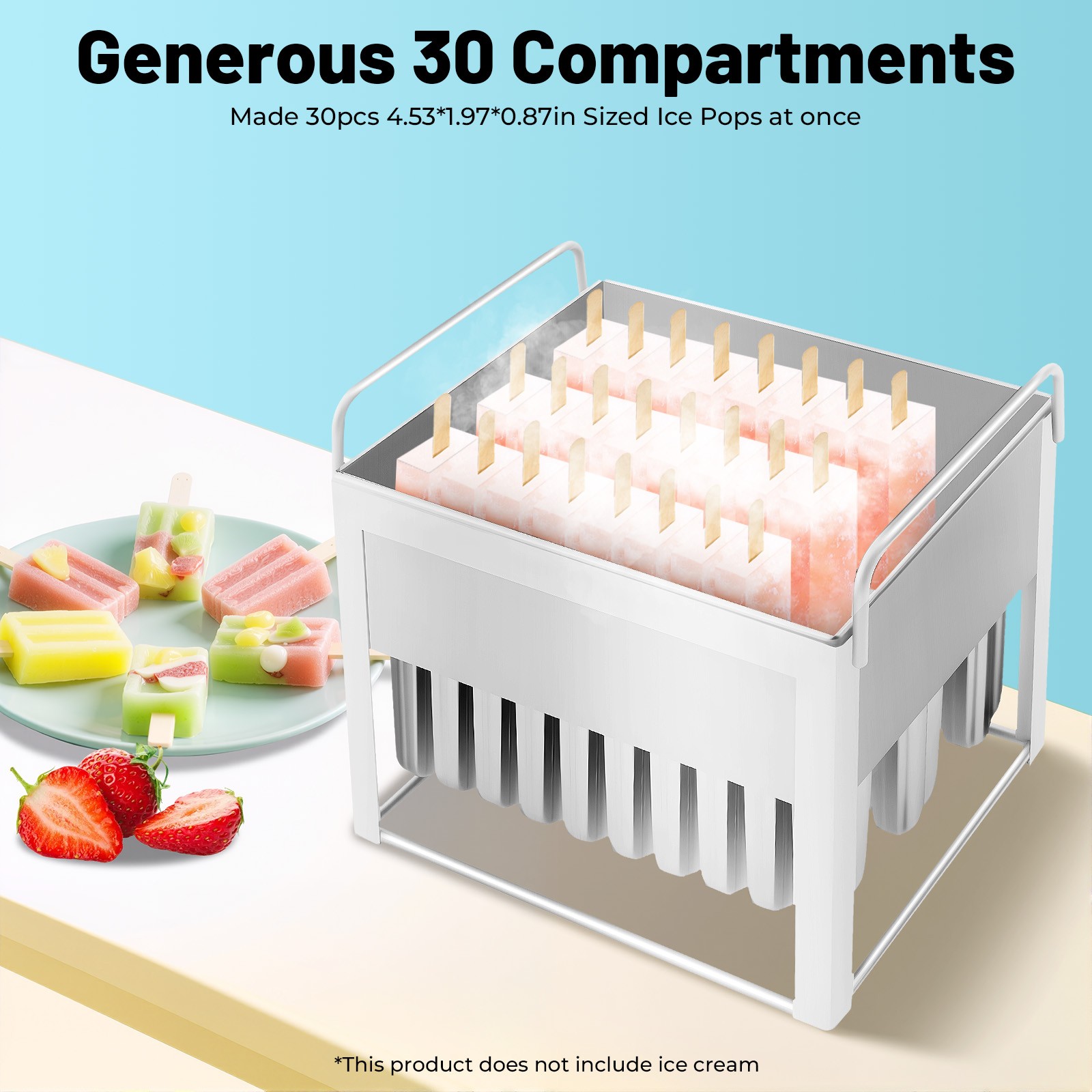 Stainless Steel Molds Pop Lolly Ice Cream Stick Holder Mold 30 Packs