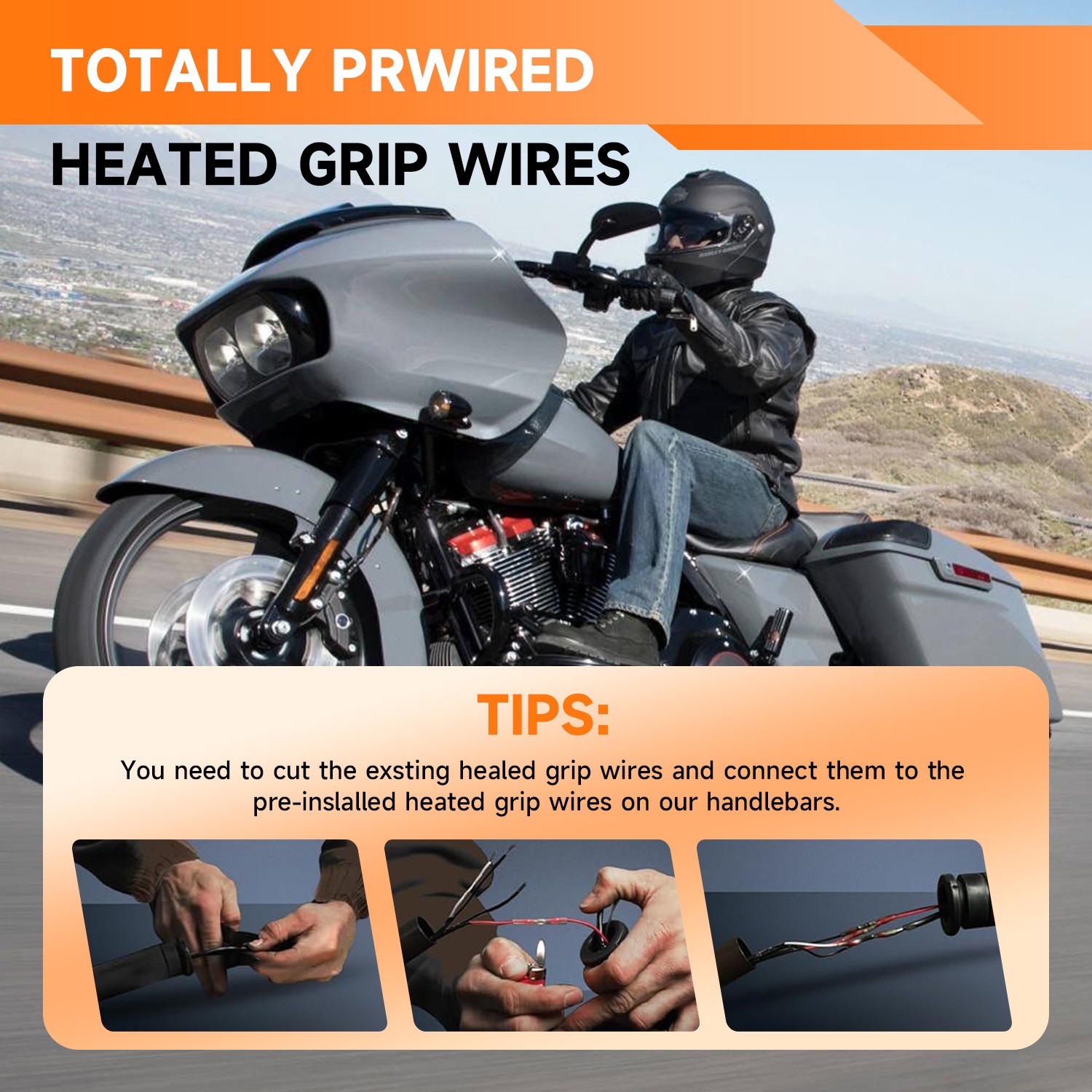 10" 12" 14" Pre-Wired Meathook Handlebars for Harley Street Glide Electra Glide