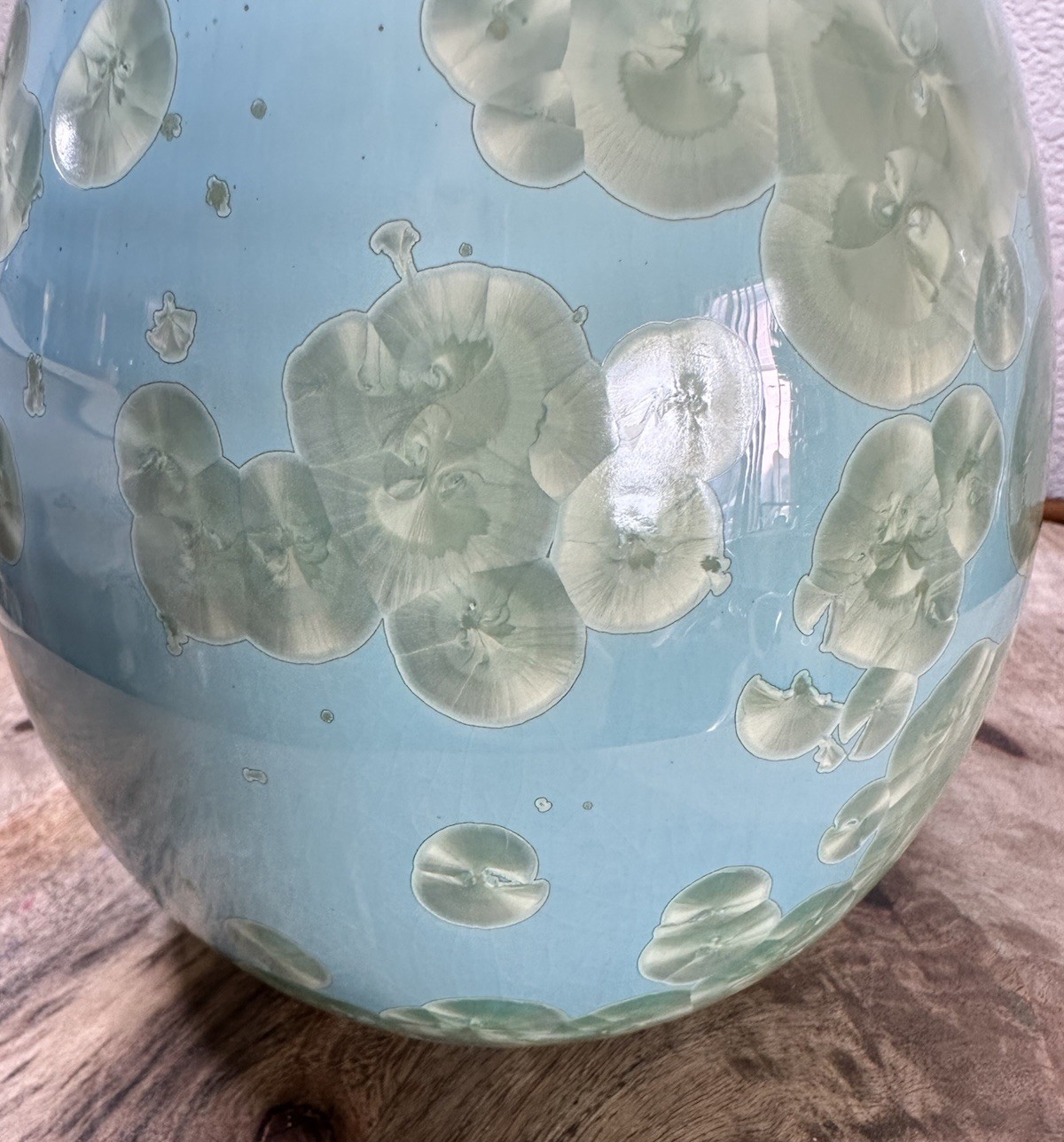 Simon Pearce Teardrop Jade Crystalline Vase Celadon Organic Studio Pottery