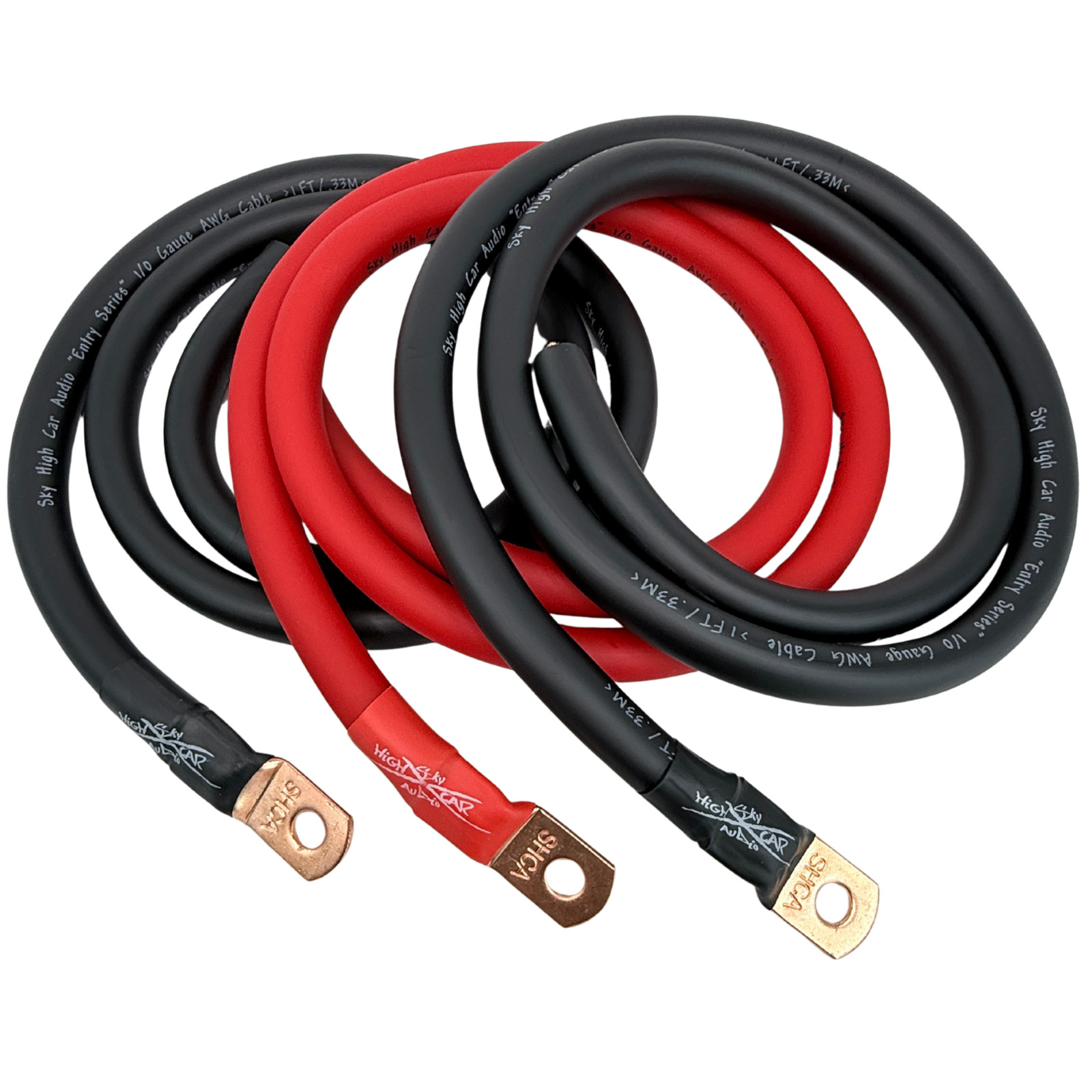 1/0 Gauge Big 3 Upgrade Kit CCA Sky High Car Audio Alternator Red Blue Green