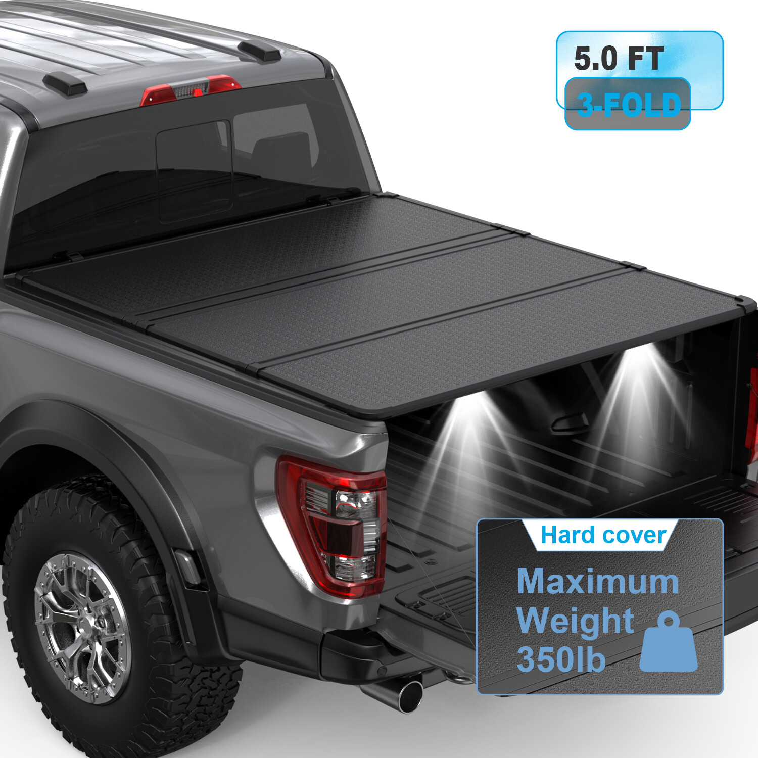 5FT Hard Tonneau Cover Truck Bed 3-FOLD For 2016-2024 Toyota Tacoma Short Bed