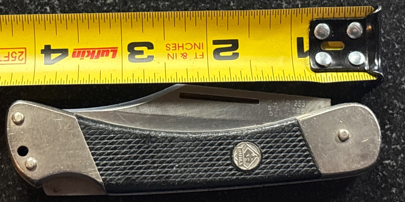 1978 Rare Puma 265 Seargent Germany Folding Knife Hatched Black FOR REPAIR