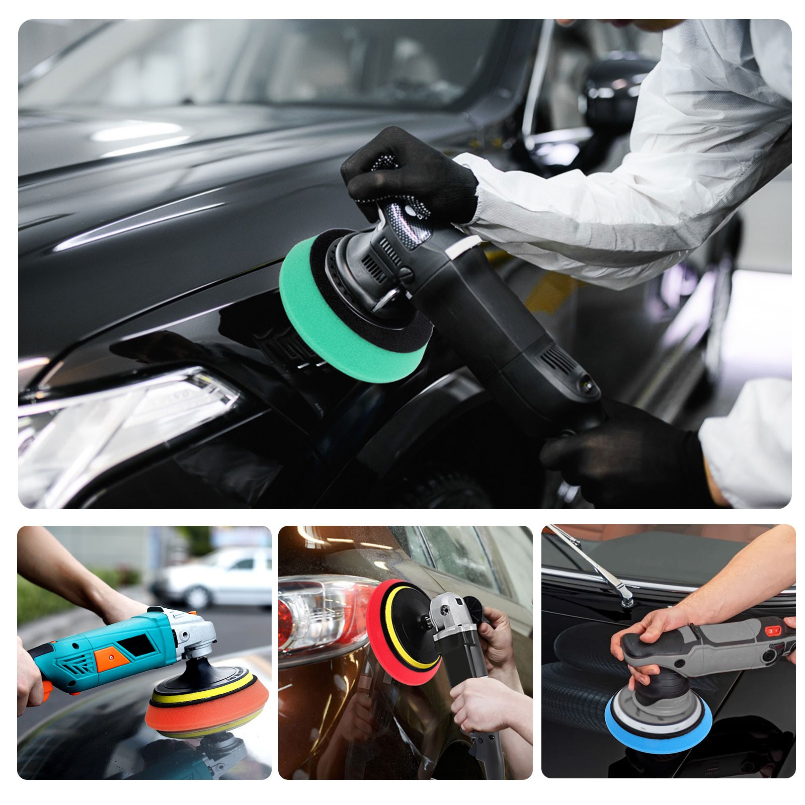 5Pcs 7" Car Buffing Sponge Pads Cutting Polishing Pad Kit for DA Buffer Polisher