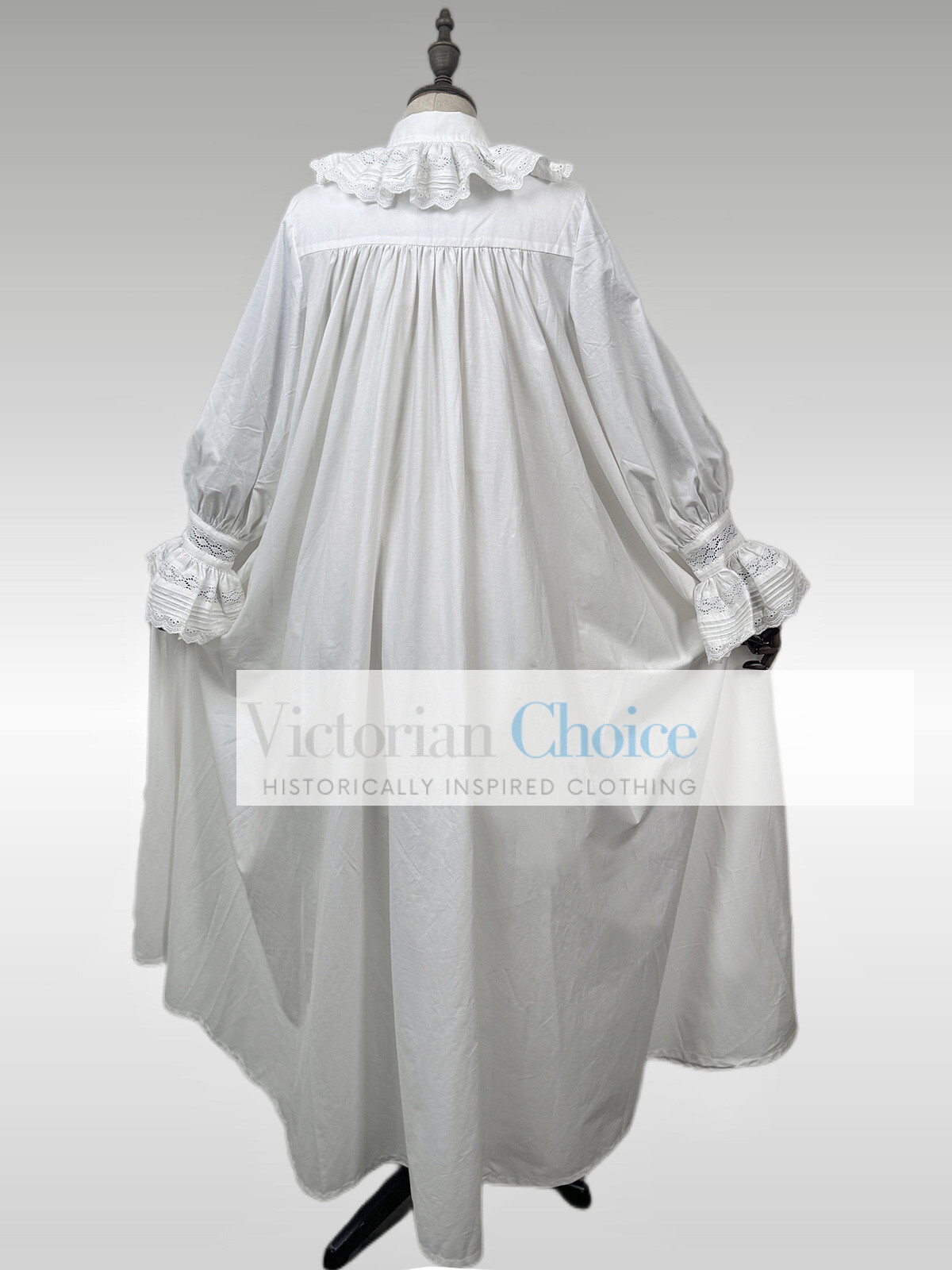 Victorian Edwardian Vintage White Cotton Nightgown Nightdress Ankle Length SD003