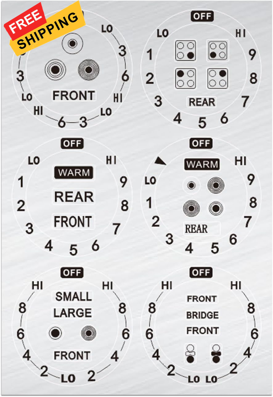 Stove Dials Stickers, Stovetop Knob Symbols Decals for Replacement, Black