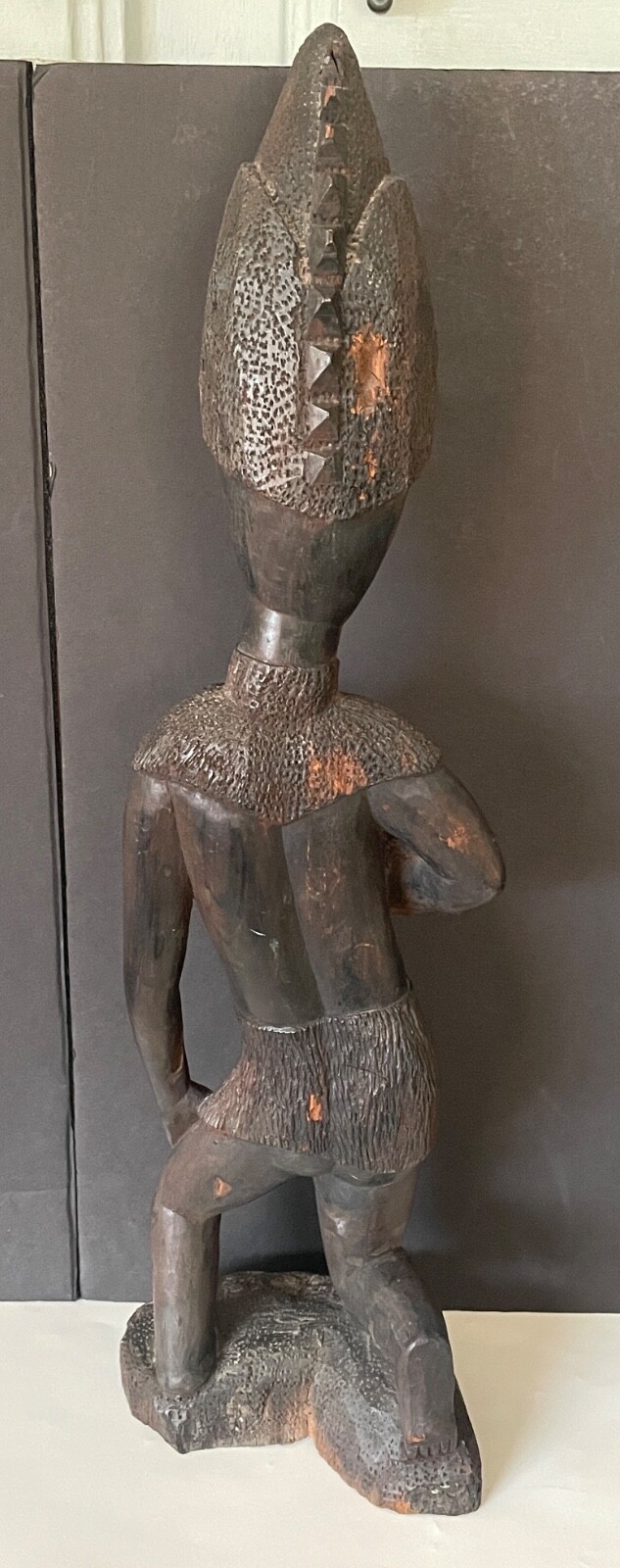 African Nigerian Yoruba large hand carved wood female woman figurine statue 19"