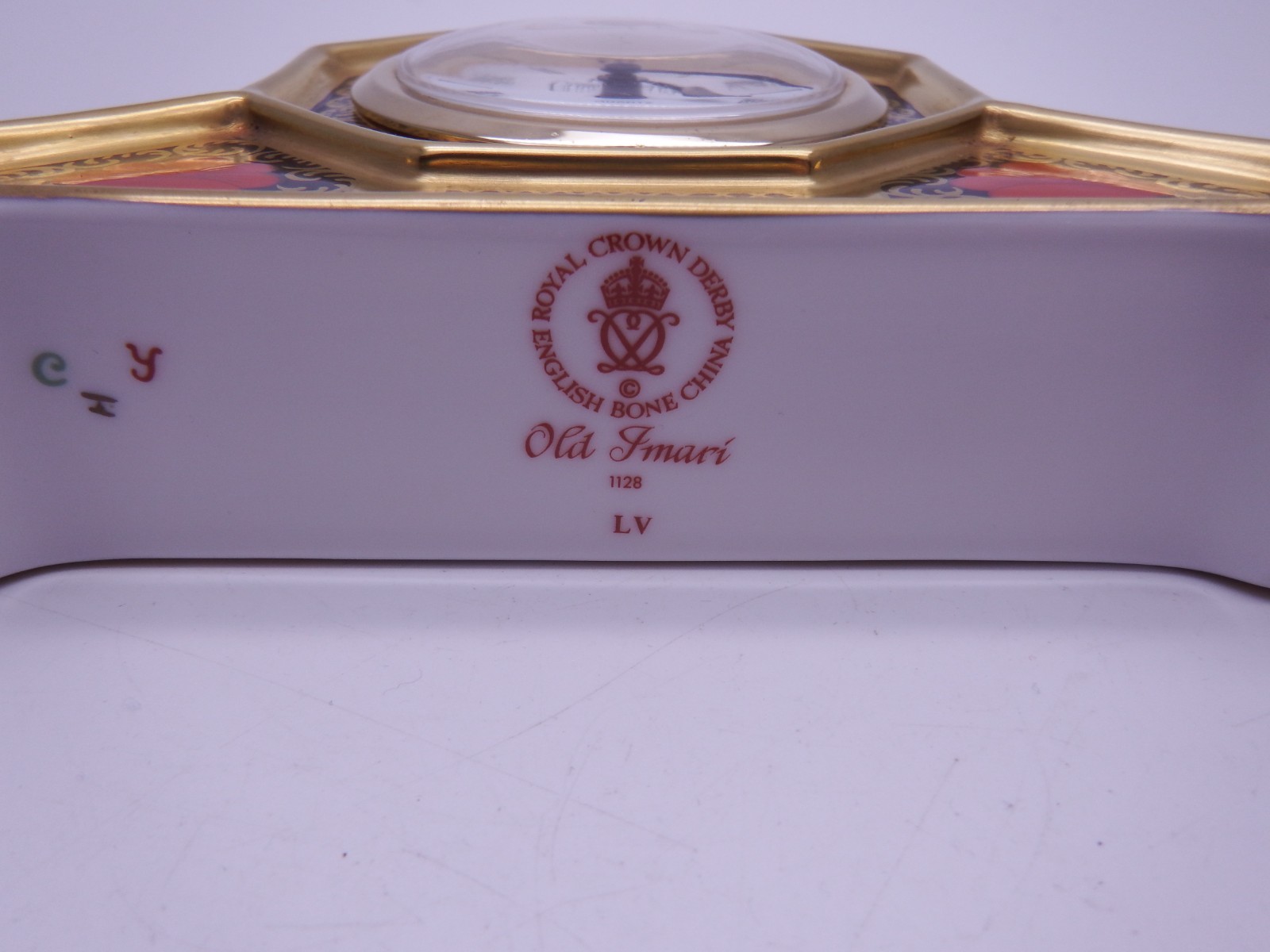 ROYAL CROWN DERBY 1128 SOLID GOLD BAND CLOCK 1ST QUALITY