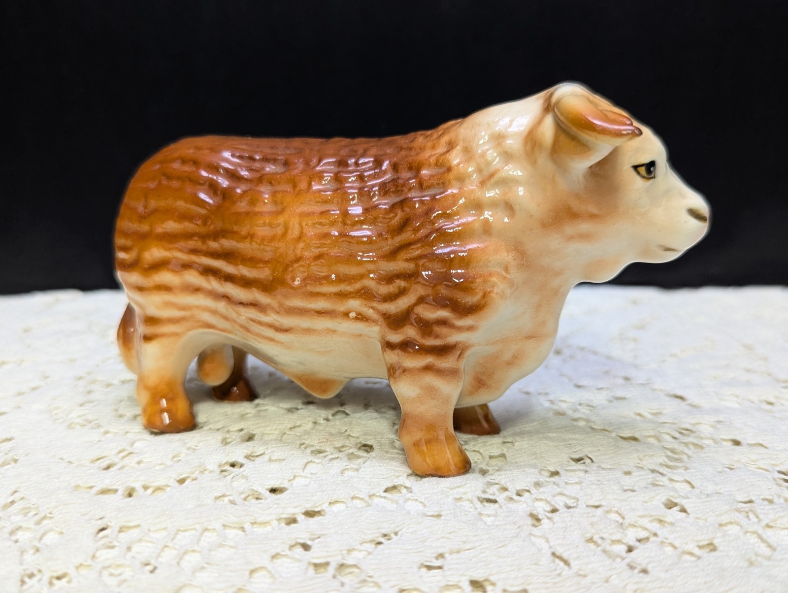 Vtg Hereford Bull Figurine Ceramic Japan Victoria Nice Detail