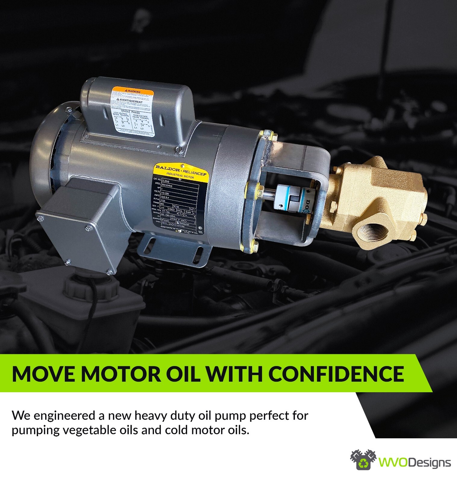 25gpm Oil Transfer Gear Pump with 1HP motor (No Switch, Plug, or Handle)