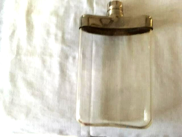 Vintage Flask Plastic Silver Plate Two Cups Silver Gold Tone Camping Hiking