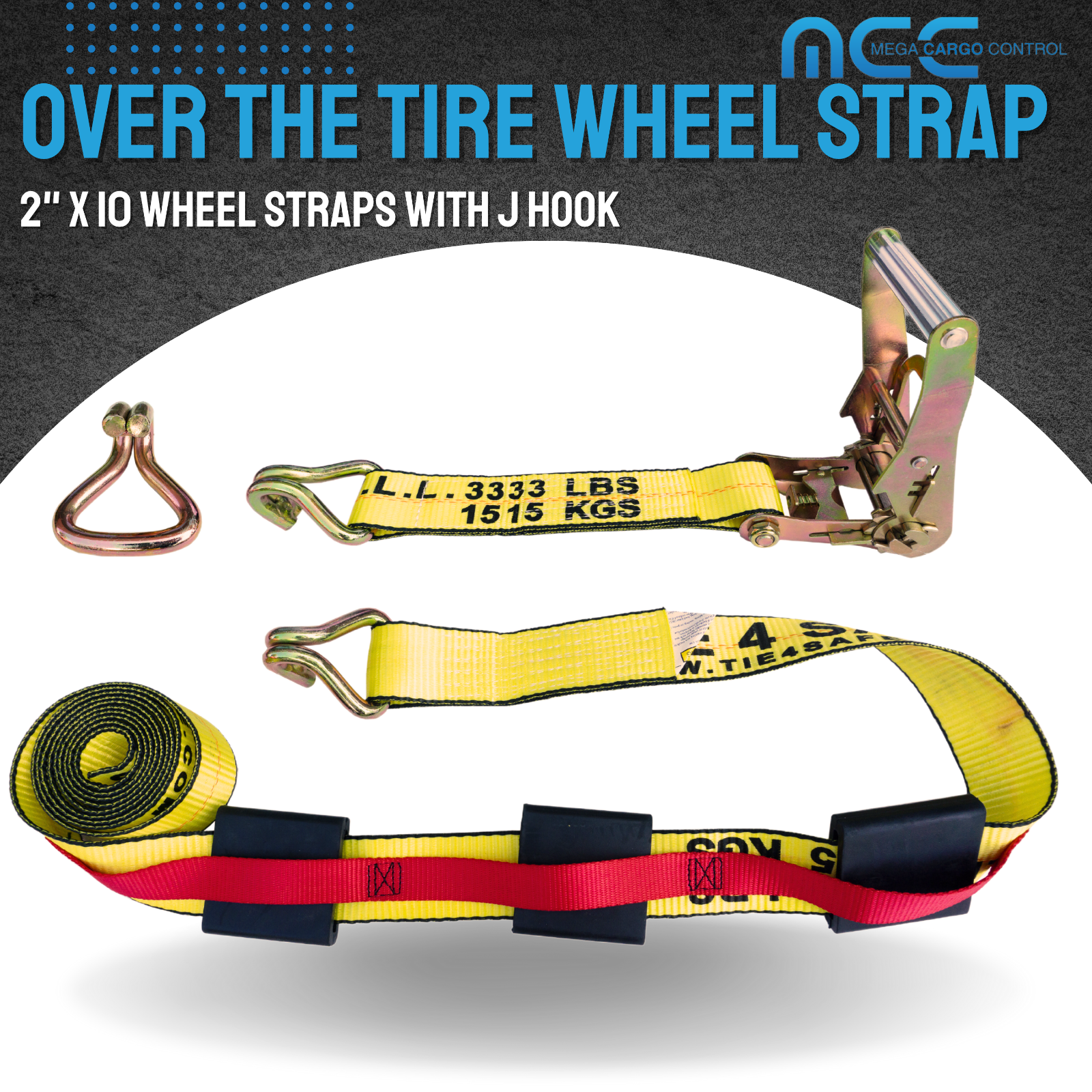 10 Pack 2" x 10' Over Tire Car Hauler Truck Trailer Auto Ratchet Tie Down Strap