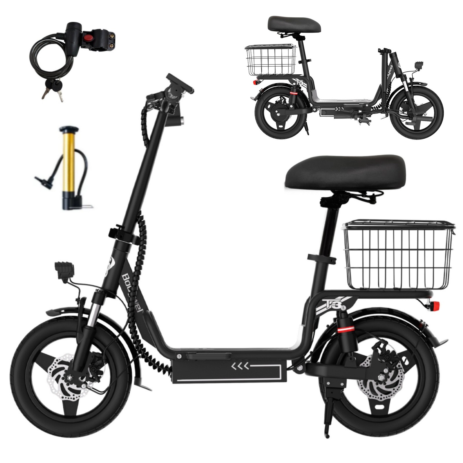 Bodywel Electric Scooter with Seat Adults E Scooter City Commuter Ebike 20MPH