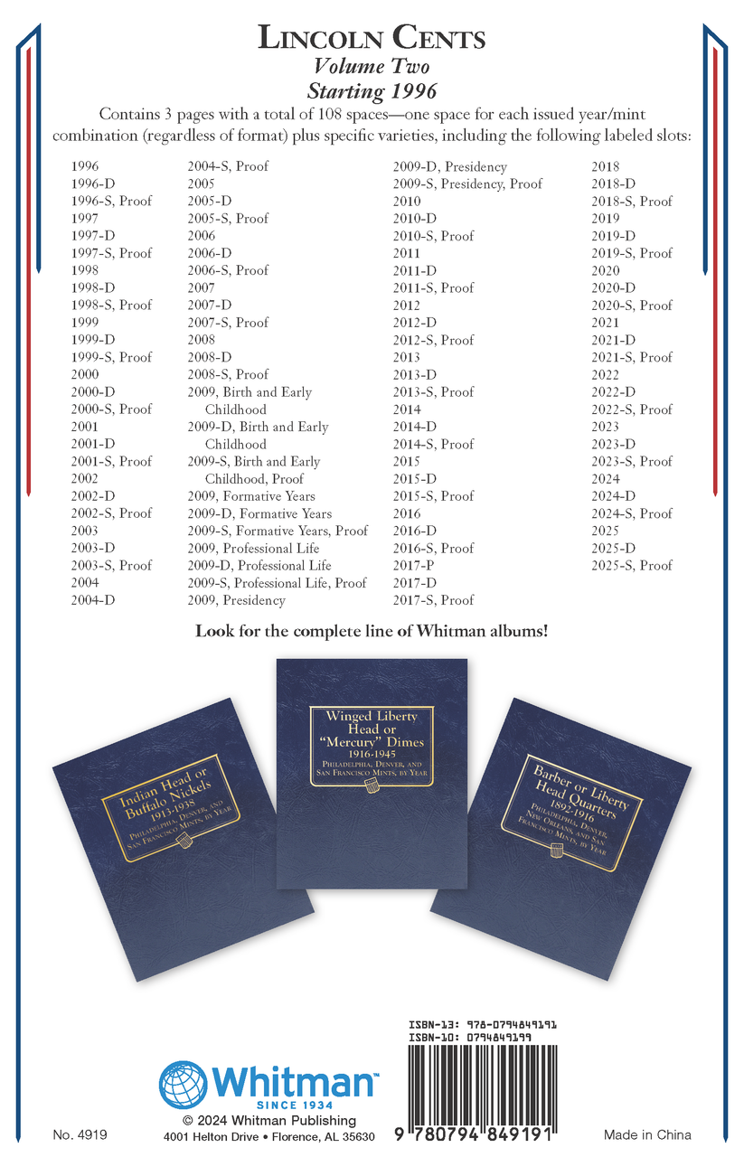 Lincoln Cents: Starting 1996 - Whitman Classic Coin Album