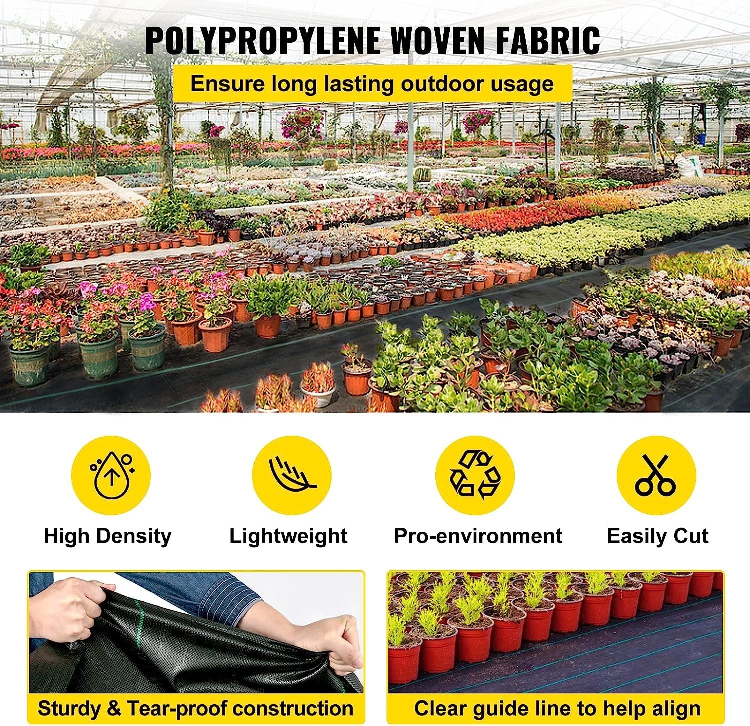 5'x 250' Weed Barrier Landscape Fabric Ground Cover 5oz PP~H