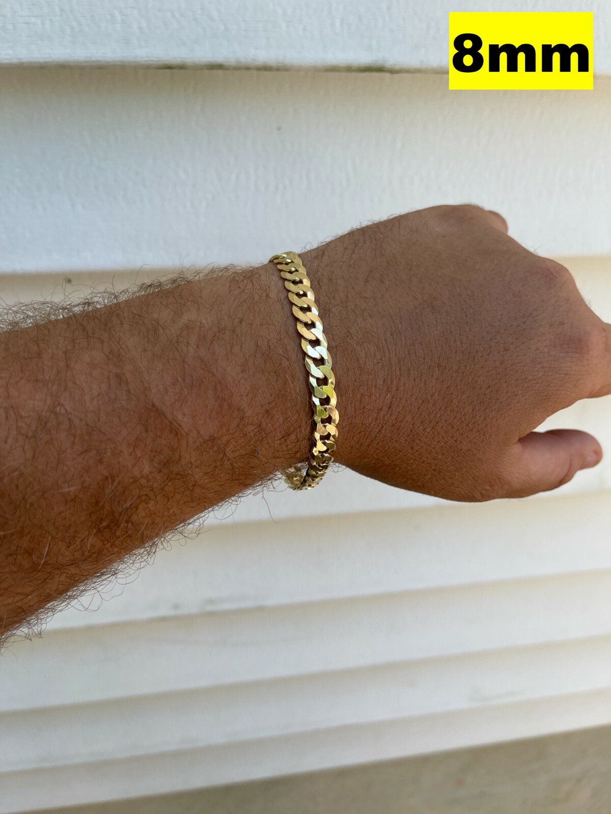 14k Gold Plated 925 Sterling Silver Flat Cuban Bracelet