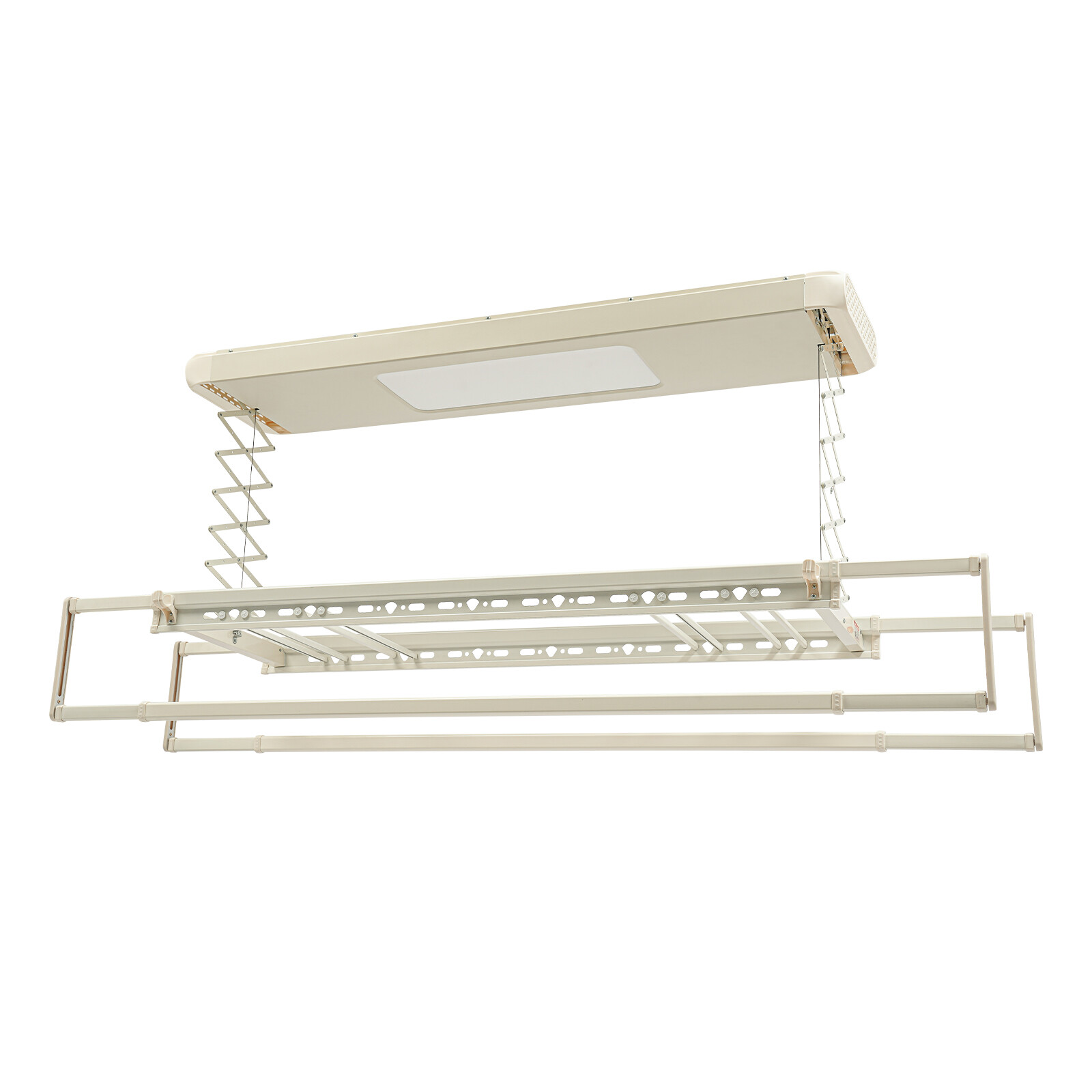 8 Rods Ceiling-mounted Clothesline Resealable Vertical Drying Rack Led Light 24W