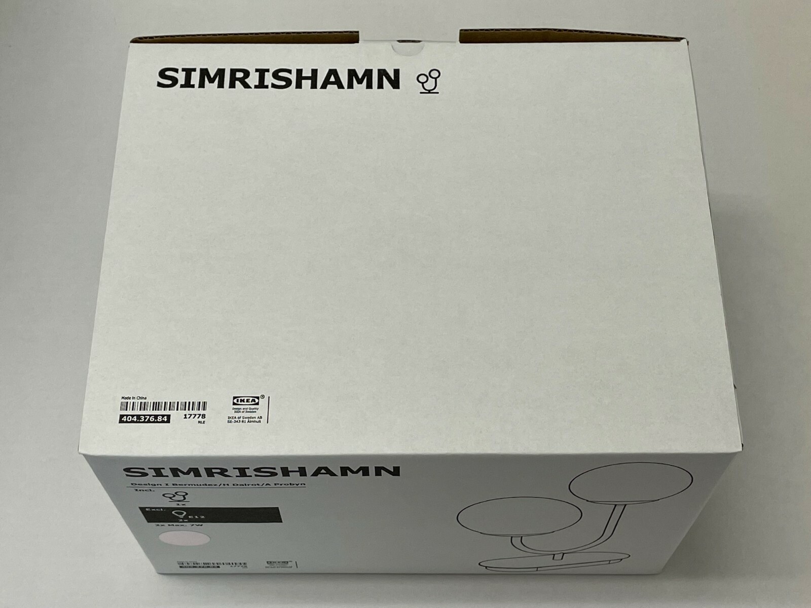 Ikea SIMRISHAMN Table lamp w/ 2 LED bulbs chrome, opal glass 17 " - NEW