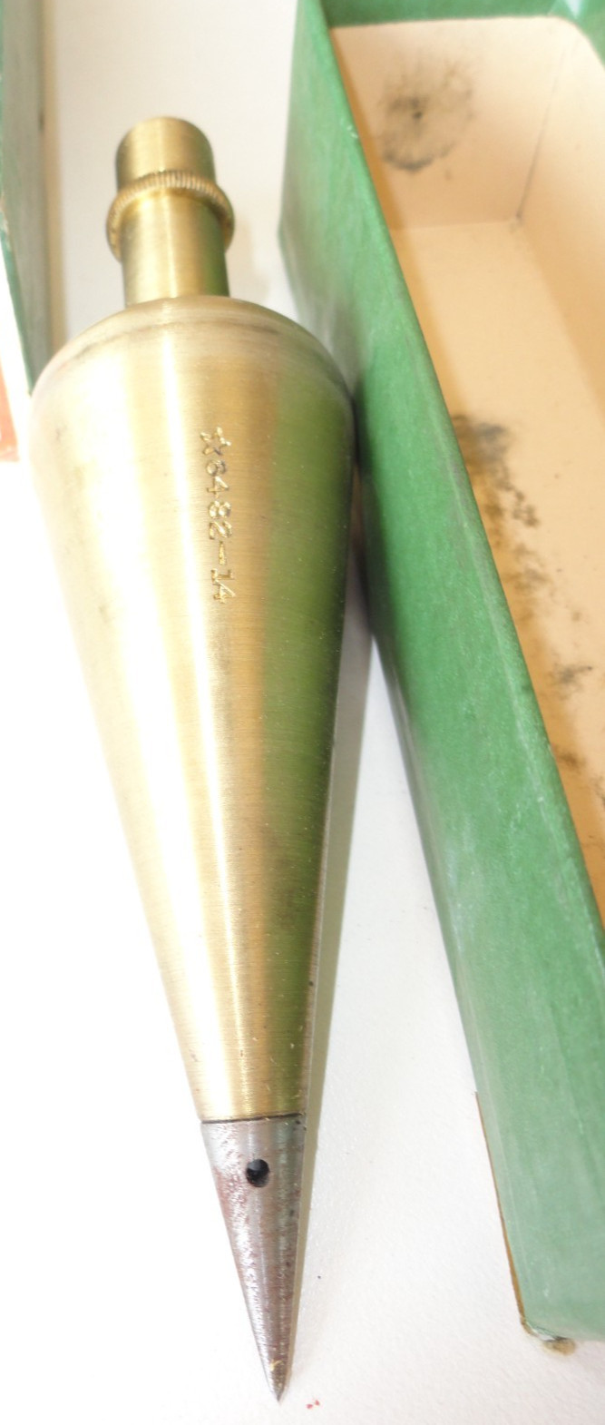 Vintage K&E Plain Brass Plumb Bob 6482- 14 ounce