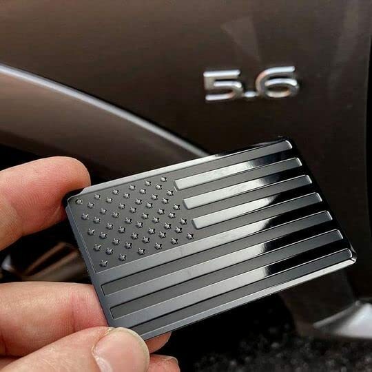 3"x 2" USA Black Metal Flag Emblem for Cars (Black, 2pcs Forward and Reverse)