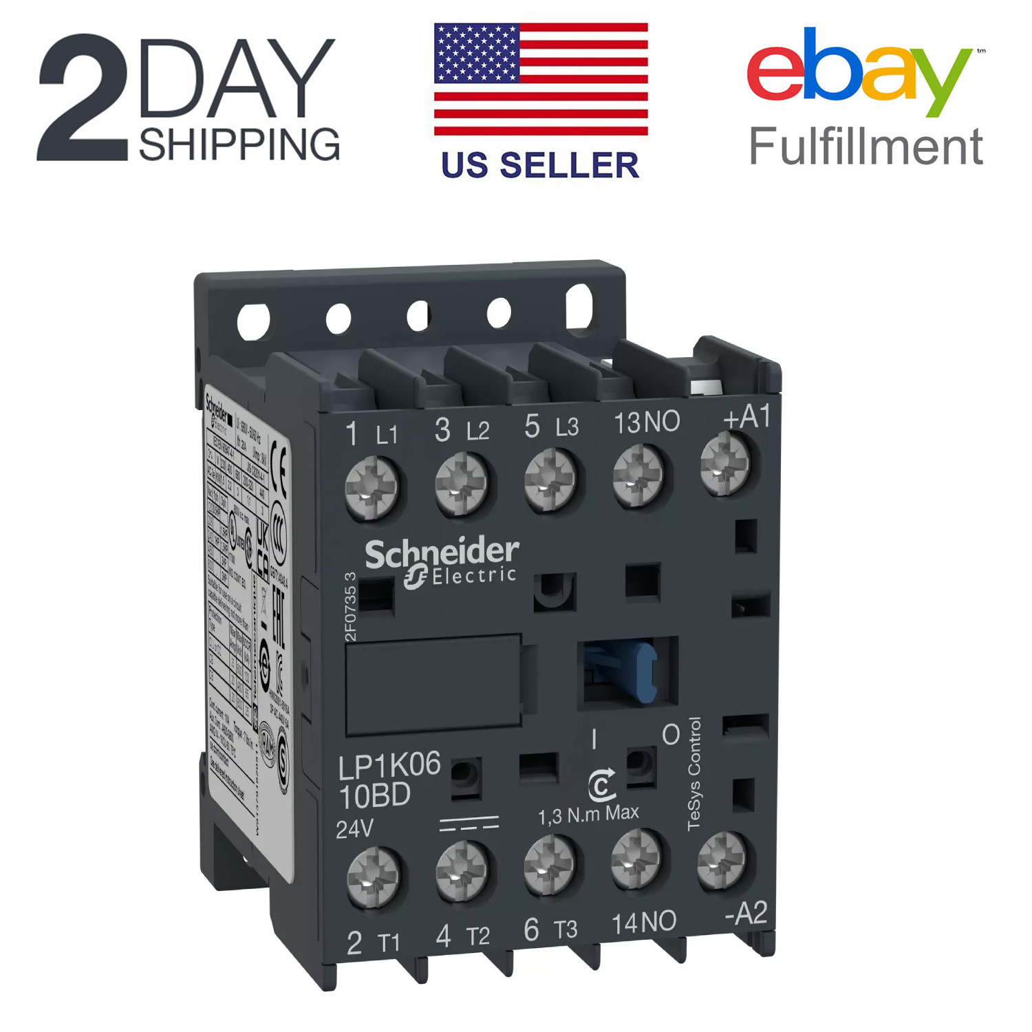 Schneider Electric LP1K1210B Contactor TeSys K 3P AC-3/AC-3e 440V 12A 1NO aux24v