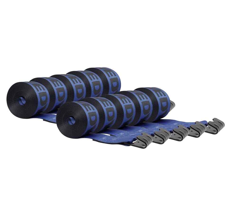 (10 Pack) Kinedyne 4"x30' Tie Down Winch Straps w/flat hook, WLL 5400 - Blue