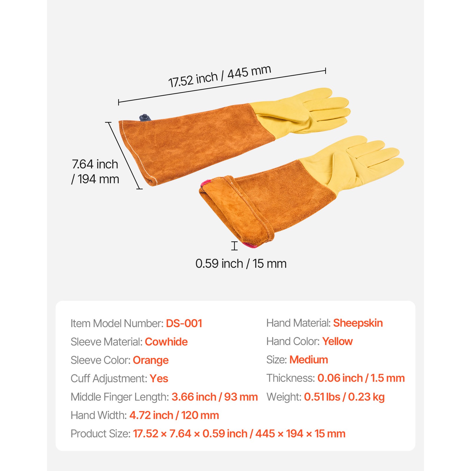 Gardening Gloves Thorn Proof Long Leather Rose Pruning Gloves for Men & Women