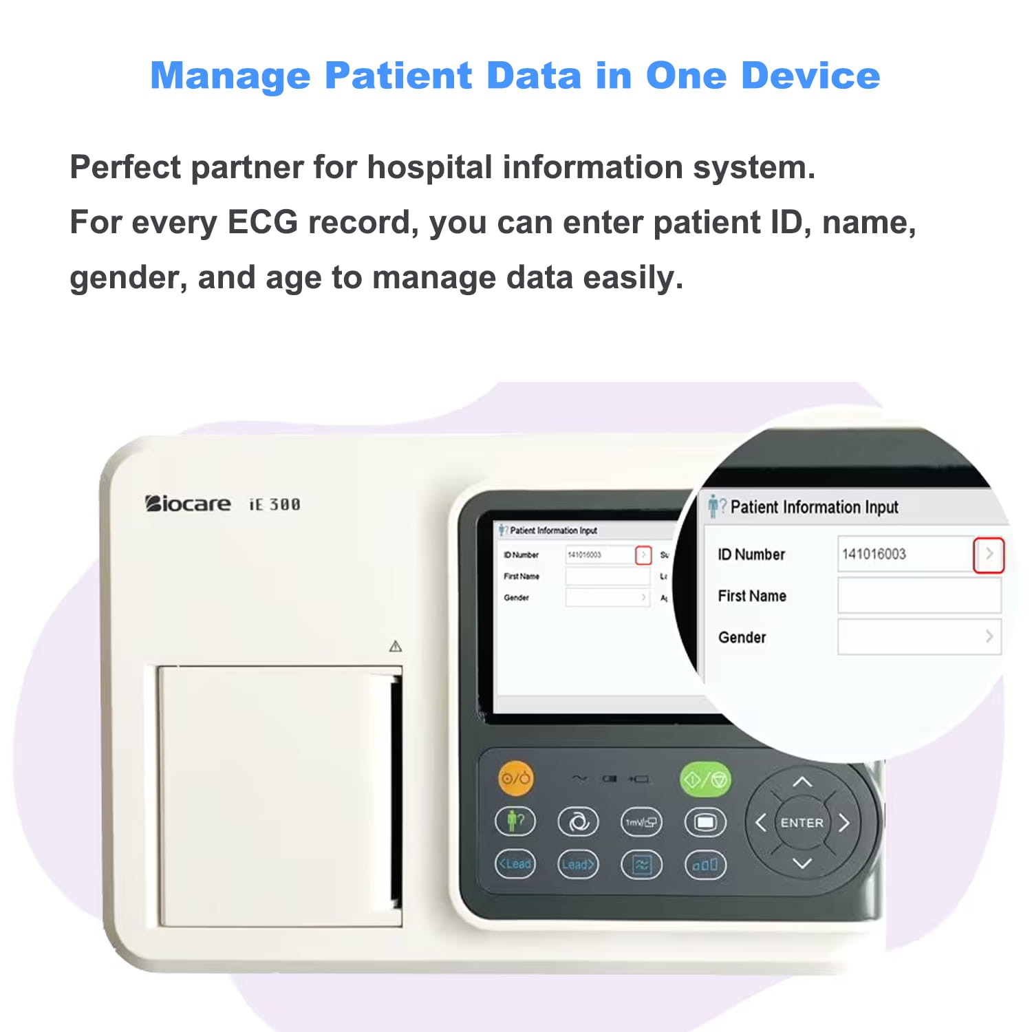 Professional Portable 12-Lead EKG Machine 3-Channel ECG with Analysis & Printer