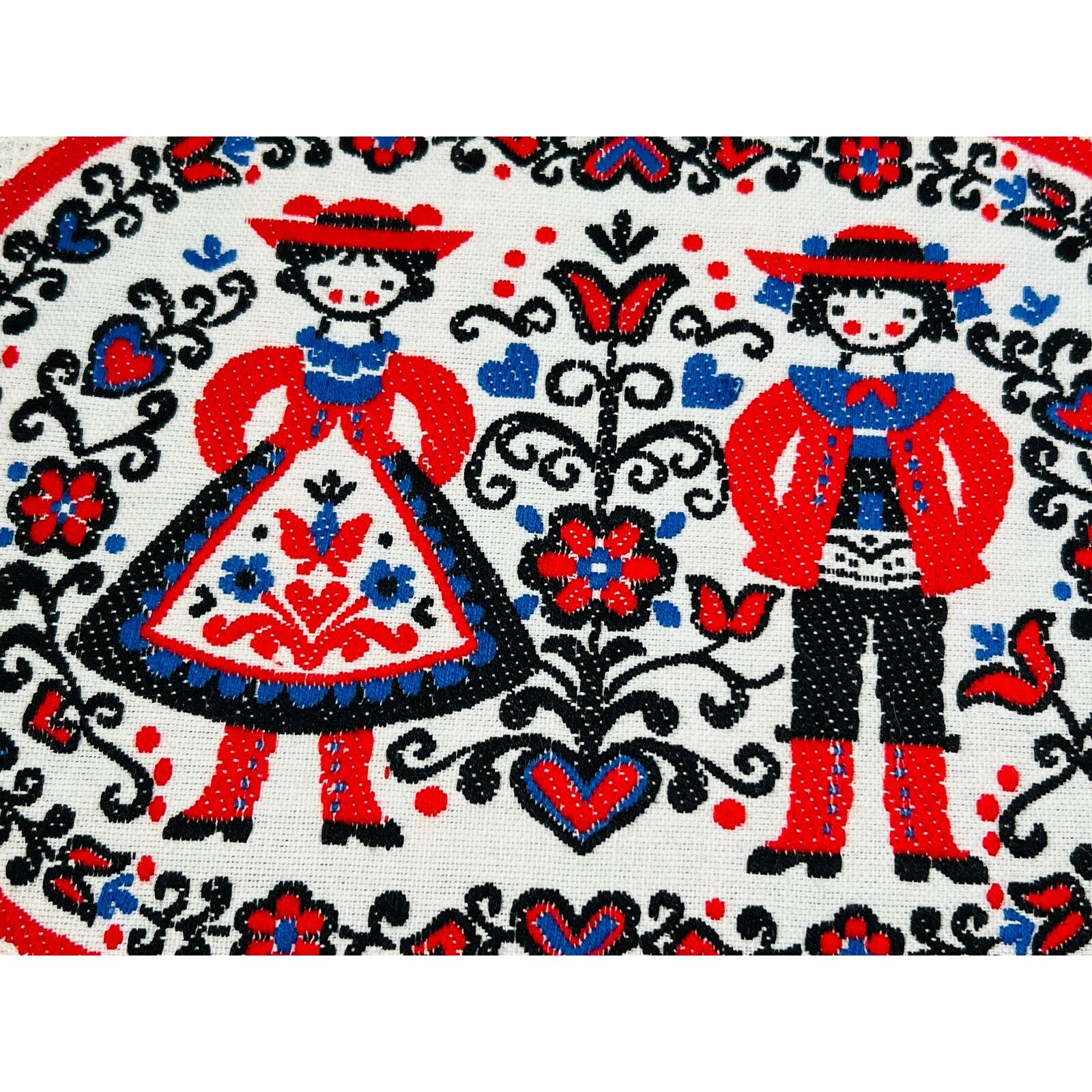 Tiroler Webkunst Embroidered Folk Art Austrian/German Vintage Hot Pad Or Doily