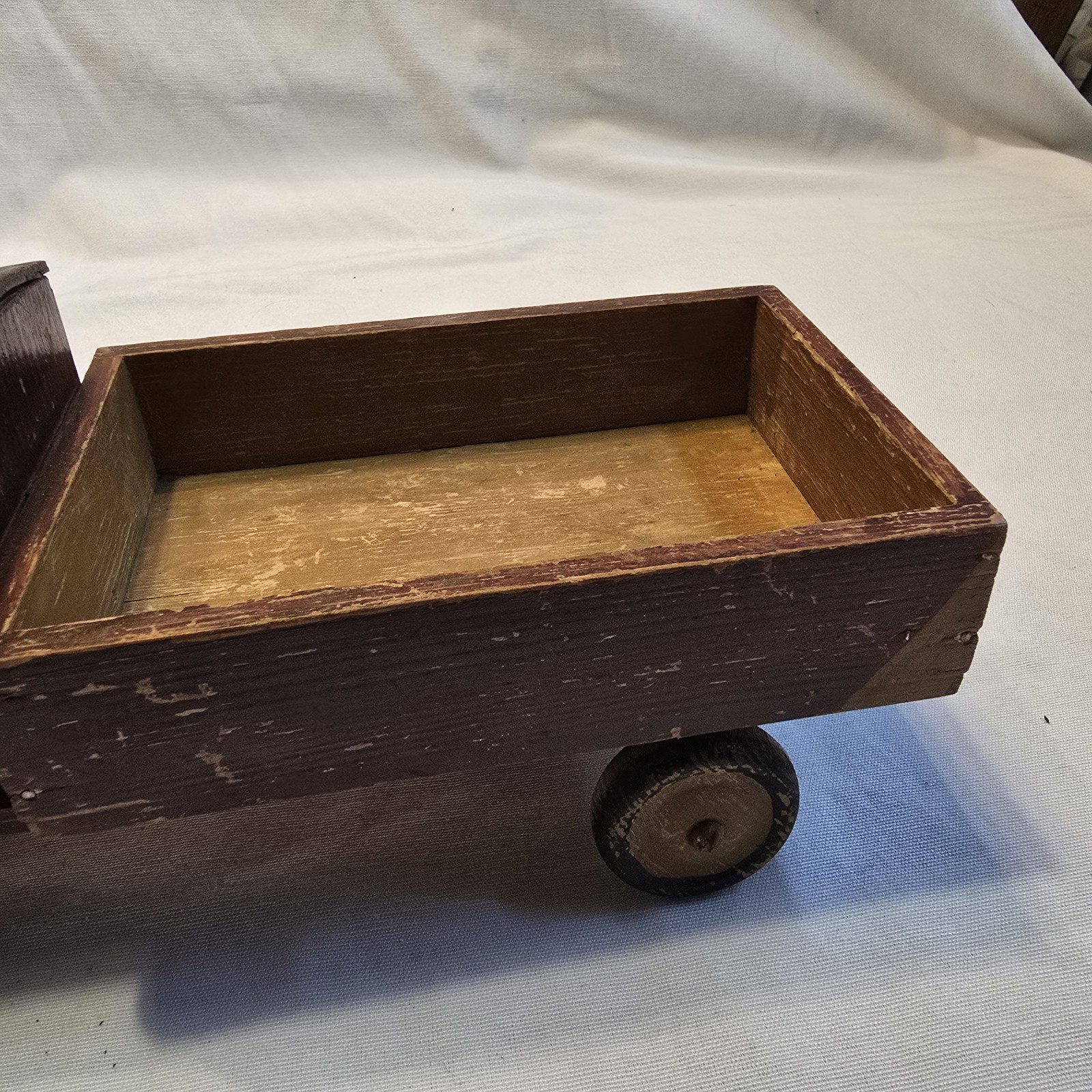 Vintage Wooden Toy Truck Folk Art Primitive Farm Dump Truck w Cargo Crates 12"