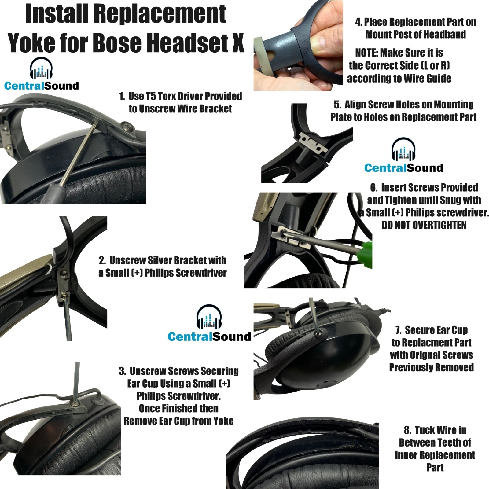 Bose X Aviation Headset Yokes Bails Stirrups Wishbones Replacement Parts Kit