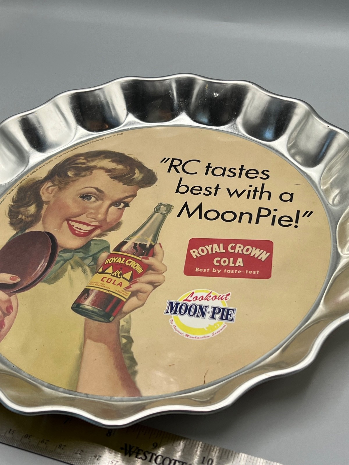 Vintage RC Cola MoonPie Metal Advertising Tray 12” Retro Soda Sign