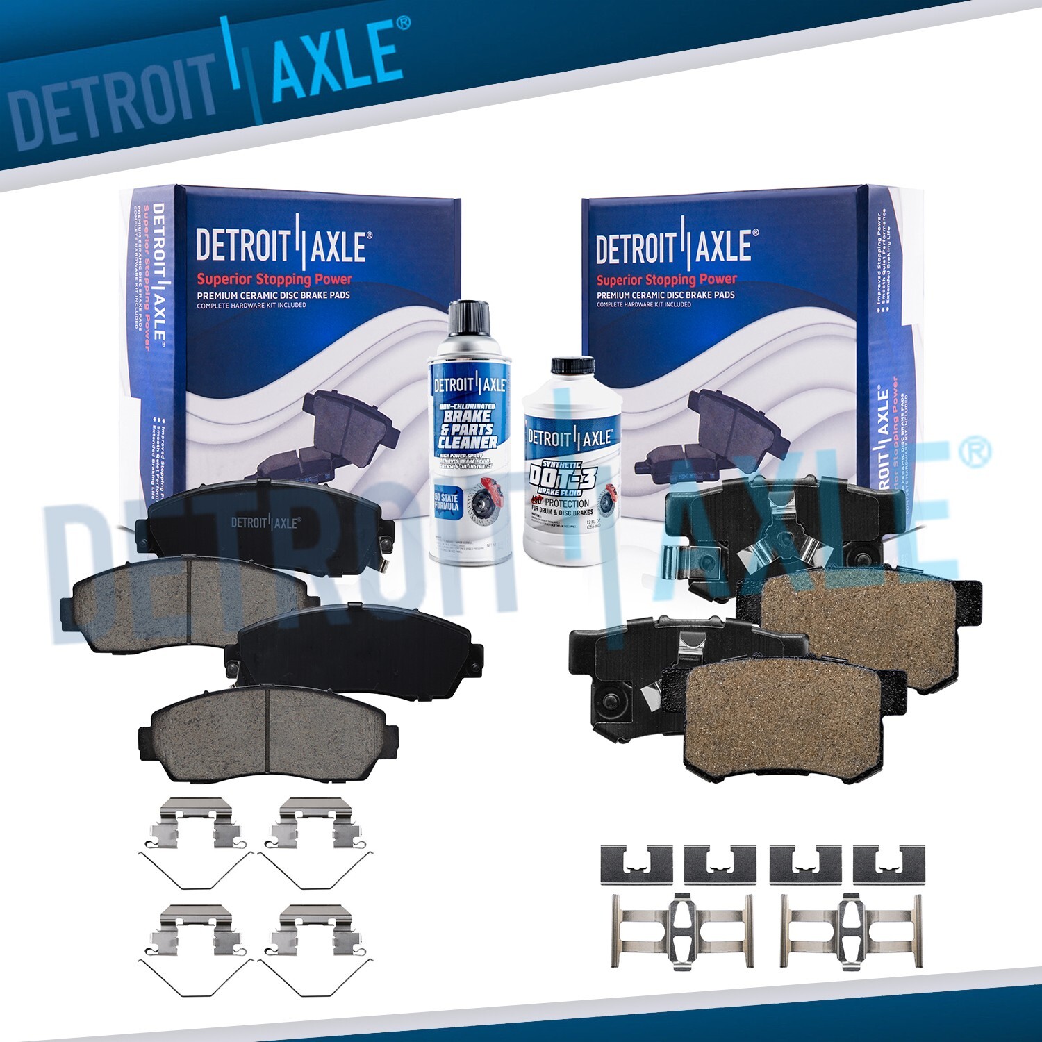 Front Rear Ceramic Brake Pads with Hardware for Honda CR-V Accord Crosstour RDX