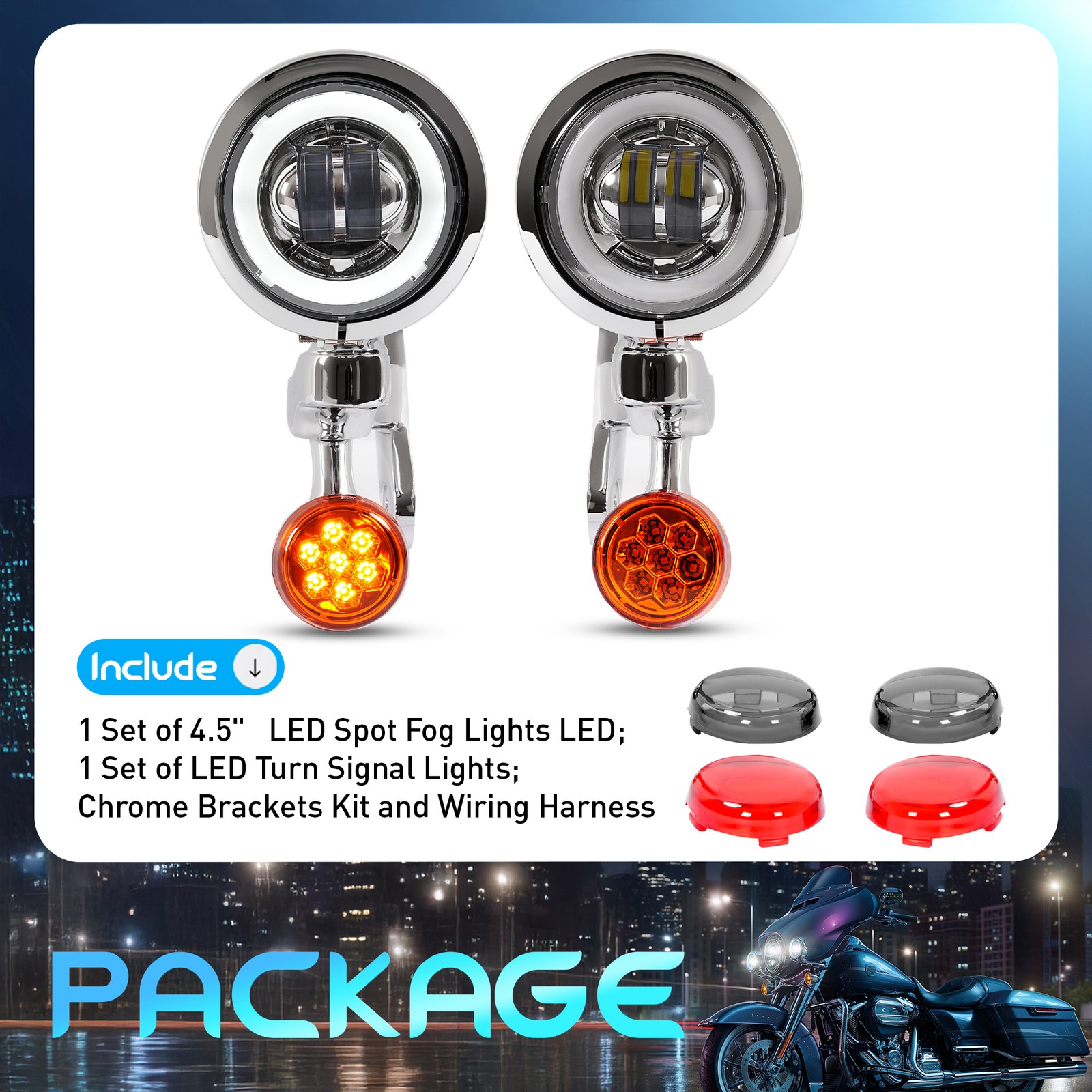 LED Fog Light Turn Signal Spot Bracket For Harley Electra Street Glide FLHX FLHR