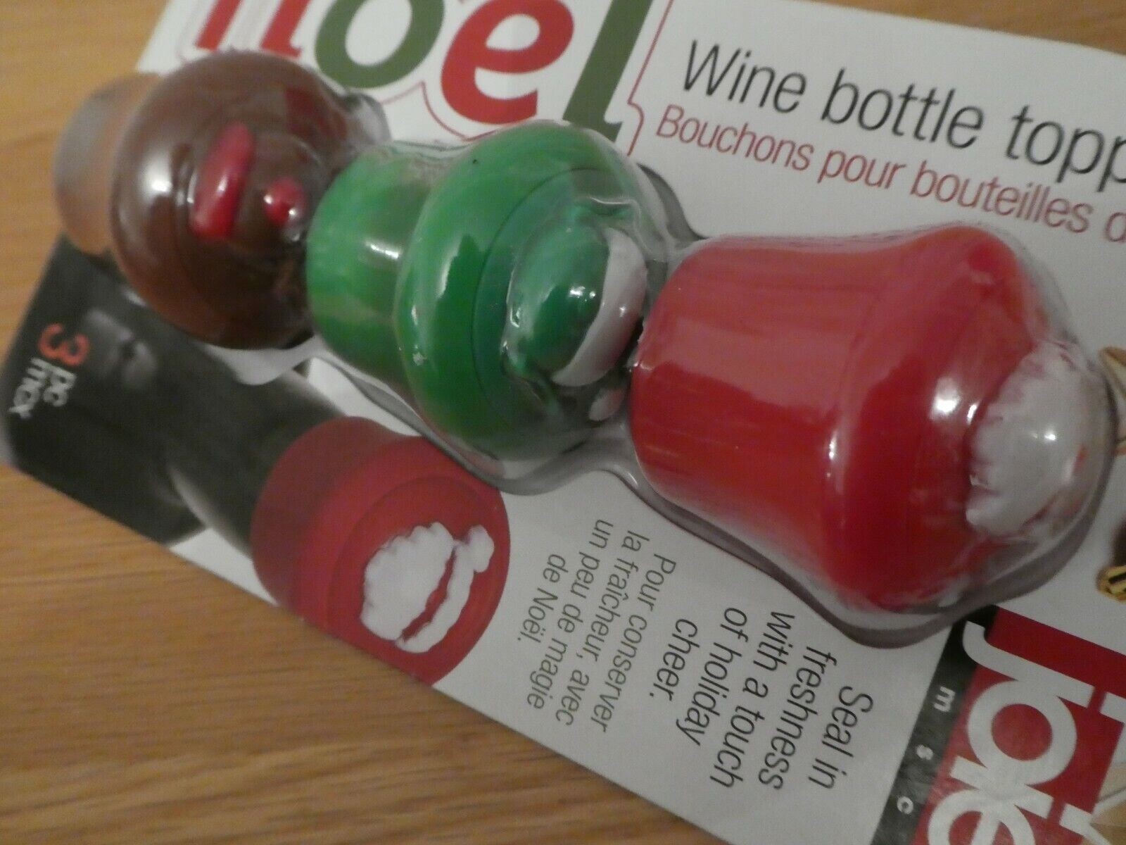 NEW 3 pack Joie Christmas Holiday Wine Bottle Toppers BPA-Free Silicone